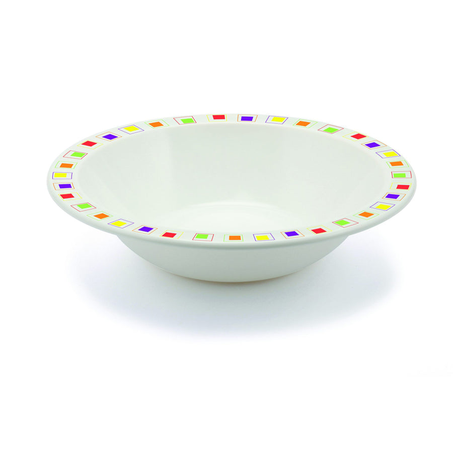 Harfield Polycarbonate Multicoloured Abstract Squares Patterned Rim Round Duo Bowl 15cm Pack of 10