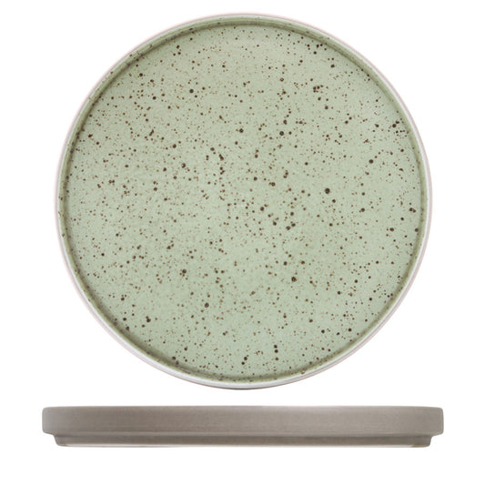 Artisan Elm Vitrified Stoneware Green Round Stacking Plate 26cm Pack of 6