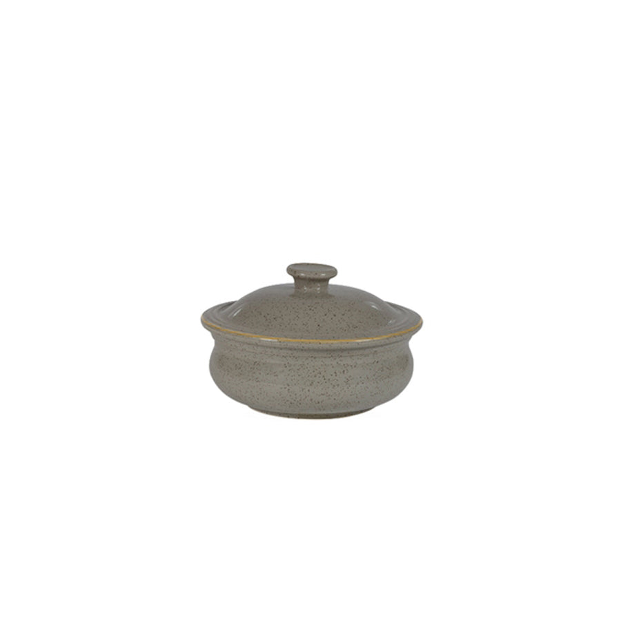 Churchill Stonecast Vitrified Porcelain Peppercorn Grey Round Lidded Stew Pot 43cl 14oz Pack of 6