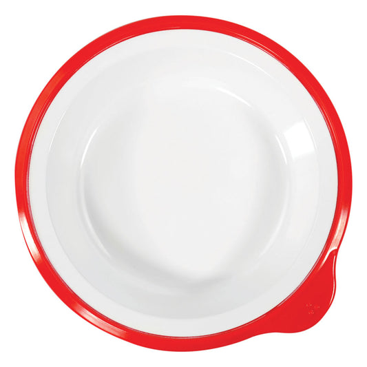 Dalebrook Omni Melamine White Round Small Deep Plate With Red Rim 180x170x35mm