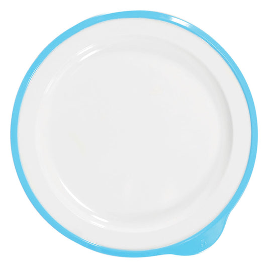 Dalebrook Omni Melamine White Round Large Low Plate With Blue Rim 240x230x20mm