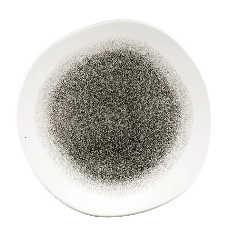 Churchill Studio Prints Raku Vitrified Porcelain Quartz Black Organic Round Plate 28.6cm Pack of 12