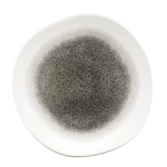 Churchill Studio Prints Raku Vitrified Porcelain Quartz Black Organic Round Plate 28.6cm Pack of 12