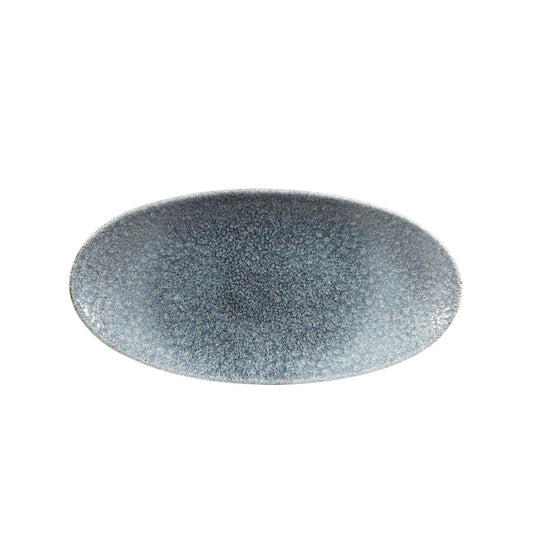 Churchill Studio Prints Raku Vitrified Porcelain Topaz Blue Oval Chefs Plate 29.9x15cm Pack of 12