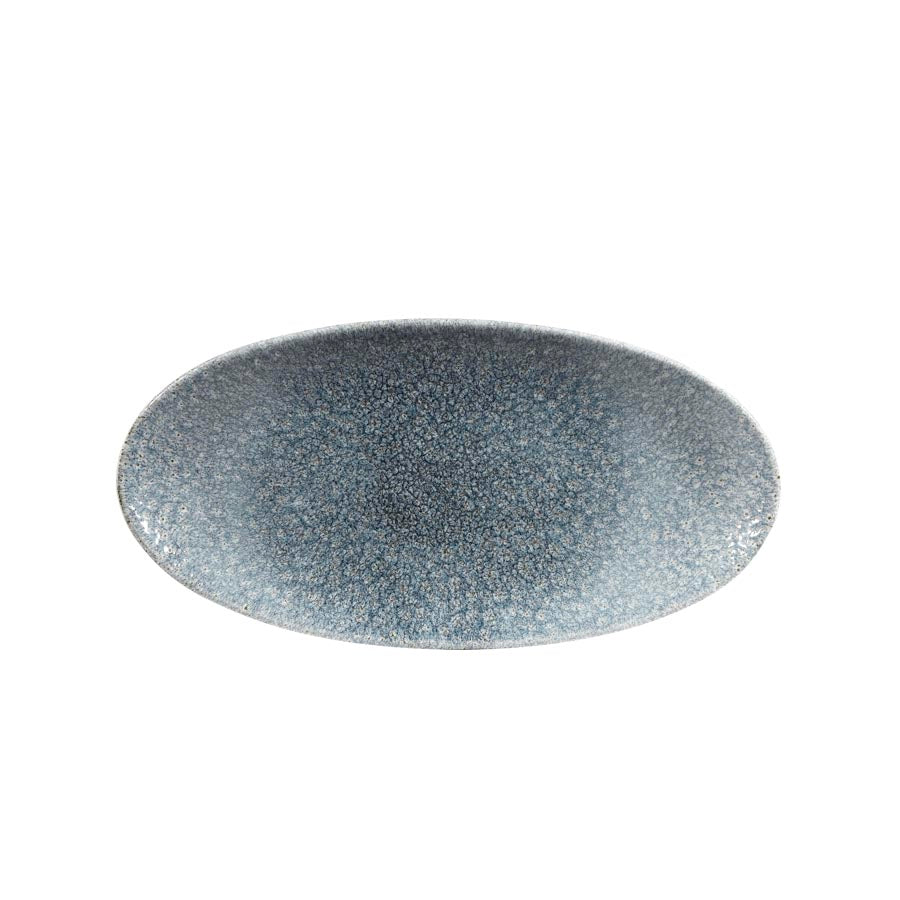 Churchill Studio Prints Raku Vitrified Porcelain Topaz Blue Oval Chefs Plate 34.7x17.3cm Pack of 6