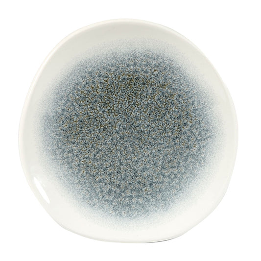 Churchill Studio Prints Raku Vitrified Porcelain Topaz Blue Organic Round Plate 18.6cm Pack of 12