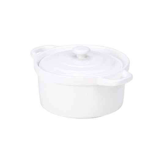 Genware Porcelain Covered Mini Casserole Dish 14cm 50cl 17.6oz Pack of 6