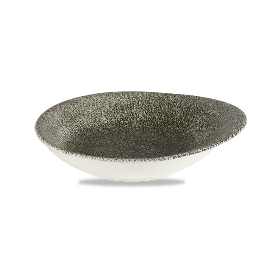 Churchill Studio Prints Raku Vitrified Porcelain Quartz Black Round Dish 18.5x16.8cm 10.5oz Pack of 12