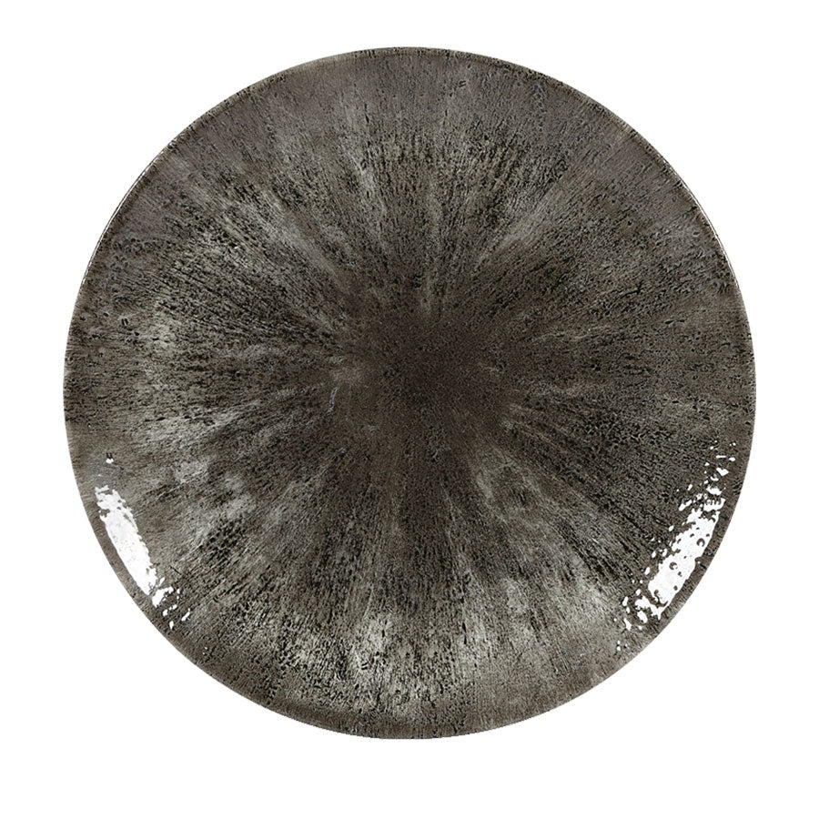 Churchill Studio Prints Stone Vitrified Porcelain Quartz Black Round Coupe Plate 21.7cm Pack of 12