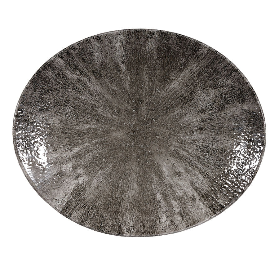 Churchill Studio Prints Stone Vitrified Porcelain Quartz Black Oval Coupe Plate 27x22.9cm Pack of 12