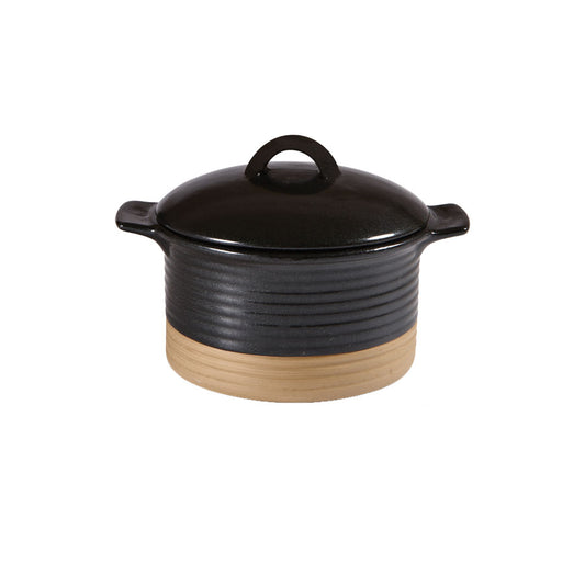 Churchill Art De Cuisine Igneous Stoneware Black Cocotte And Lid 15.9x7cm 53cl 18.6oz Pack of 6