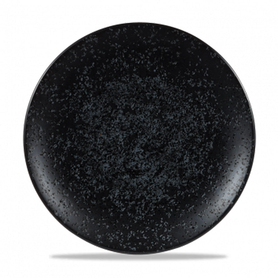 Churchill Art De Cuisine Porcelain Caldera Ash Black Round Menu Shades Coupe Plate 27cm Pack of 6