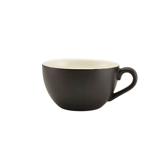 Genware Coloured Beverage Porcelain Matte Black Bowl Shaped Cup 17.5cl 6oz Pack of 6