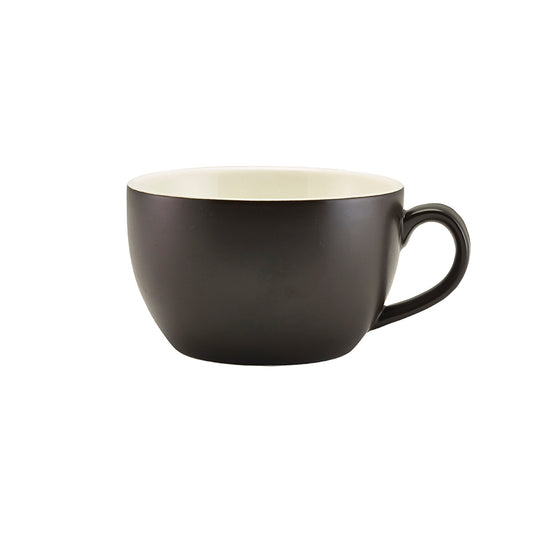 Genware Coloured Beverage Porcelain Matte Black Bowl Shaped Cup 25cl 8.75oz Pack of 6