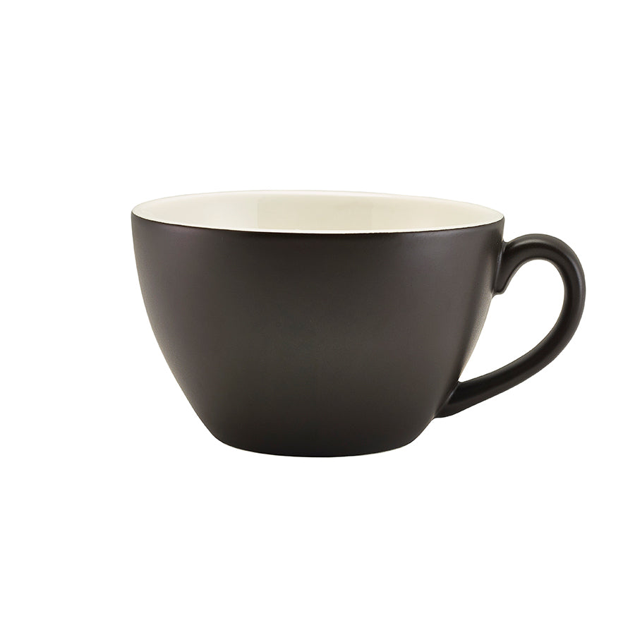 Genware Coloured Beverage Porcelain Matte Black Bowl Shaped Cup 34cl 12oz Pack of 6