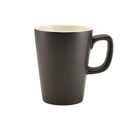 Genware Coloured Beverage Porcelain Matte Black Latte Mug 34cl 12oz Pack of 6