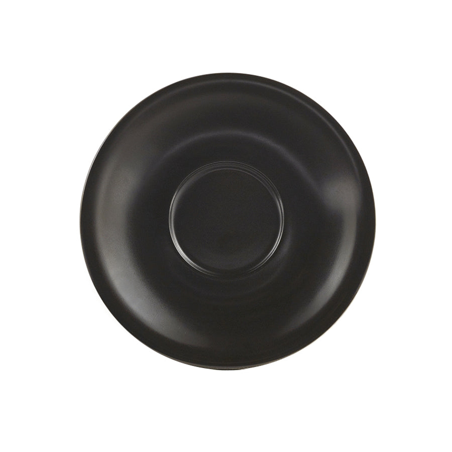 Genware Coloured Beverage Porcelain Matte Black Round Saucer 13.5cm Pack of 6