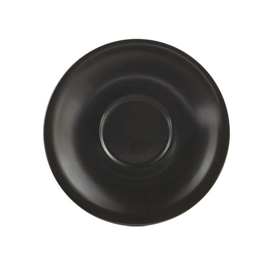 Genware Coloured Beverage Porcelain Matte Black Round Saucer 16cm Pack of 6