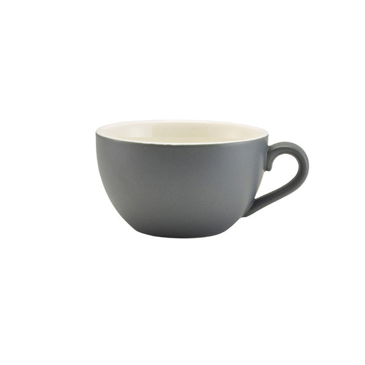 Genware Coloured Beverage Porcelain Matte Grey Bowl Shaped Cup 17.5cl 6oz Pack of 6