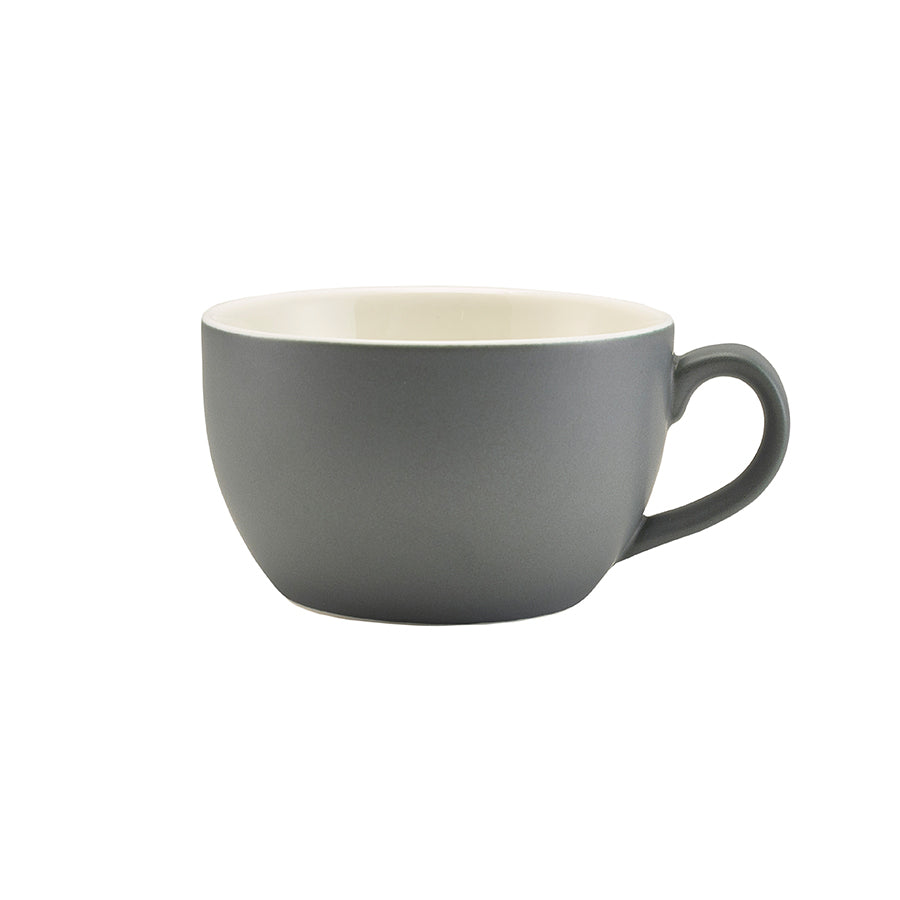 Genware Coloured Beverage Porcelain Matte Grey Bowl Shaped Cup 25cl 8.75oz Pack of 6