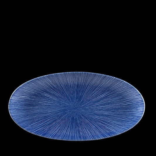 Churchill Studio Prints Agano Vitrified Porcelain Blue Chefs Oval Plate 29.9x15cm Pack of 12