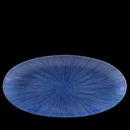 Churchill Studio Prints Agano Vitrified Porcelain Blue Chefs Oval Plate 34.7x17.3cm Pack of 6