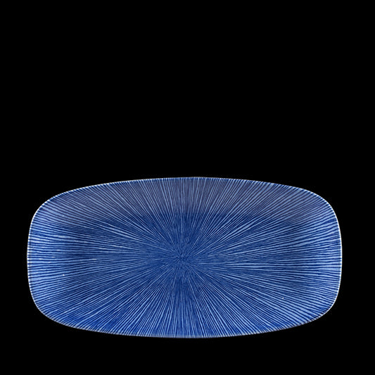 Churchill Studio Prints Agano Vitrified Porcelain Blue Oblong Platter 29.8x15.3cm Pack of 12