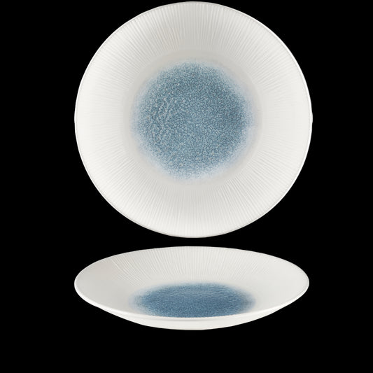 Churchill Bamboo Vitrified Porcelain Raku Topaz Blue Deep Coupe Plate 28.1cm 11 Inch Pack of 12