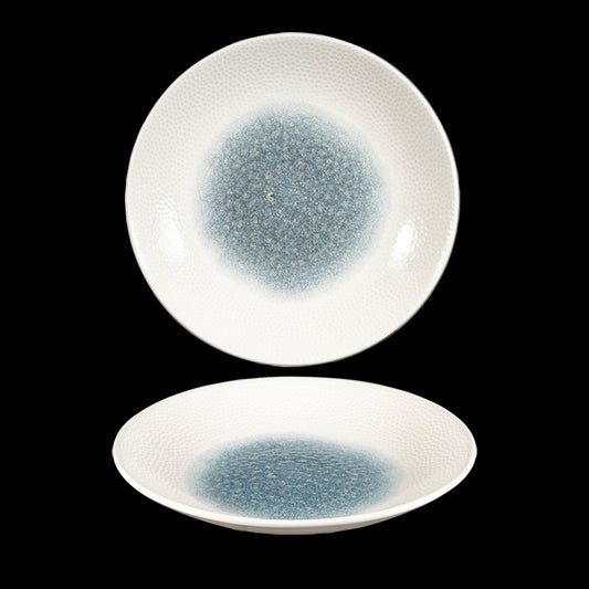 Churchill Isla Vitrified Porcelain Raku Topaz Blue Round Deep Coupe Plate 25.5cm 10 Inch Pack of 12