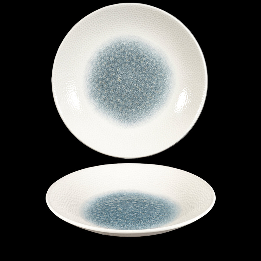 Churchill Isla Vitrified Porcelain Raku Topaz Blue Round Deep Coupe Plate 28.1cm 11 Inch Pack of 12