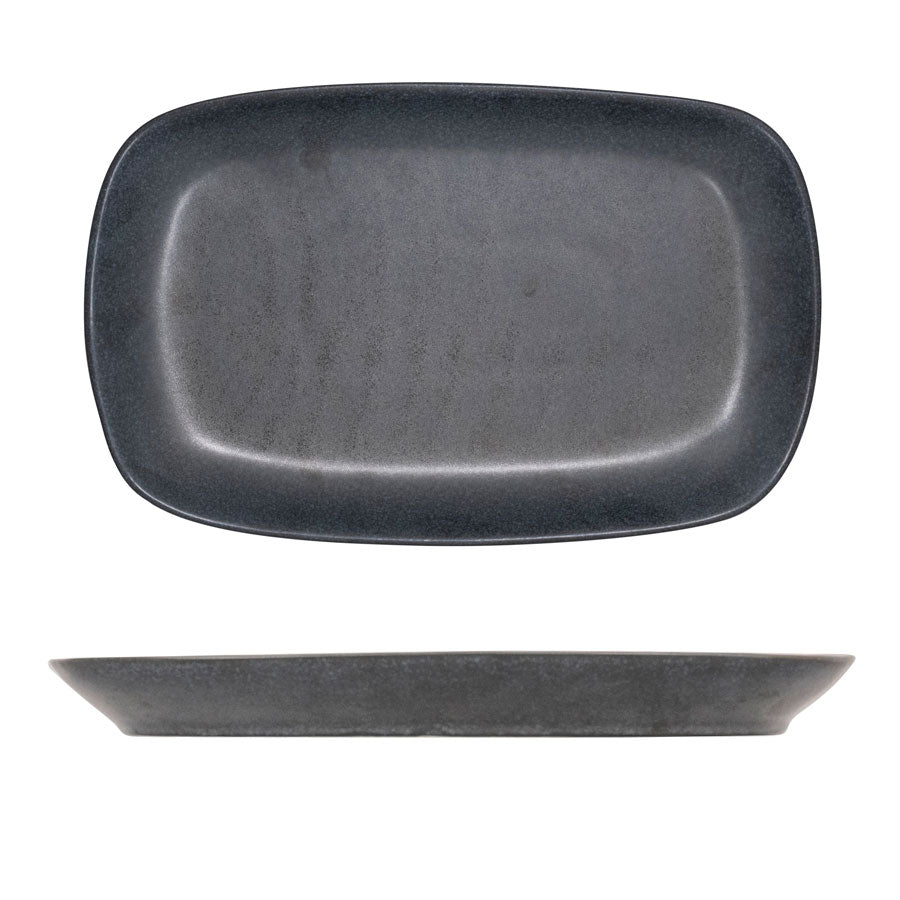 Artisan Andromeda Vitrified Stoneware Black Rectangular Platter 31cm Pack of 6