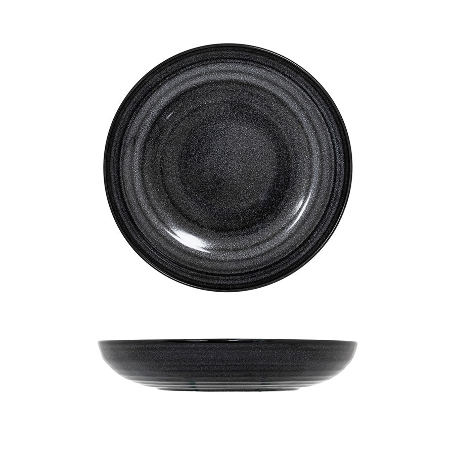 Artisan Granite Vitrified Fine China Black Round Deep Coupe Bowl 25cm Pack of 6