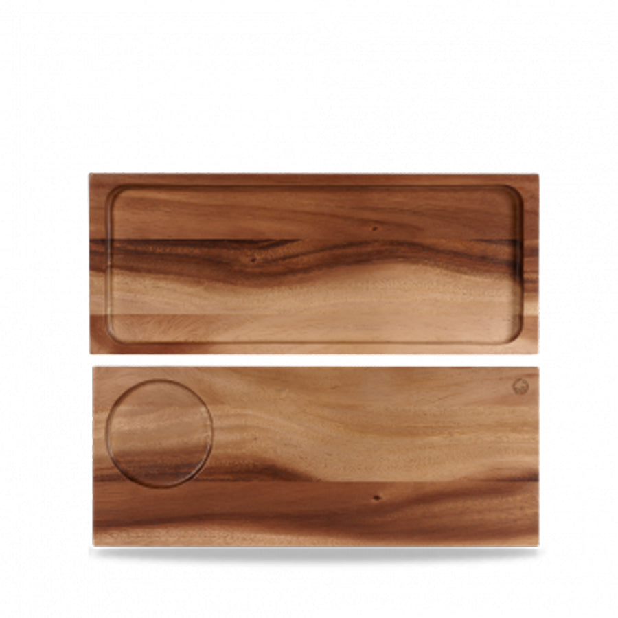 Churchill Art De Cuisine Rustic Acacia Wood Rectangular Large Serving Board 41x16.5cm Pack of 4