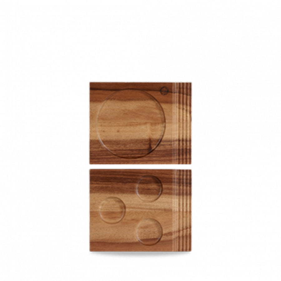 Churchill Art De Cuisine Rustic Acacia Wood Rectangular Handled Board 17.7x14.2cm Pack of 4