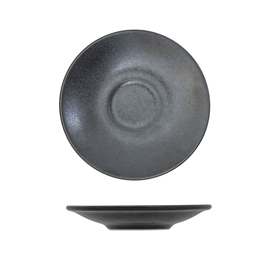 Artisan Andromeda Vitrified Stoneware Black Round Espresso Saucer 115cm Pack of 6