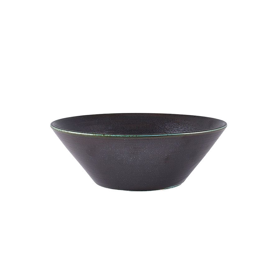 Genware Terra Porcelain Cinder Black Round Conical Bowl 14x5cm 31cl 10.9oz Pack of 6