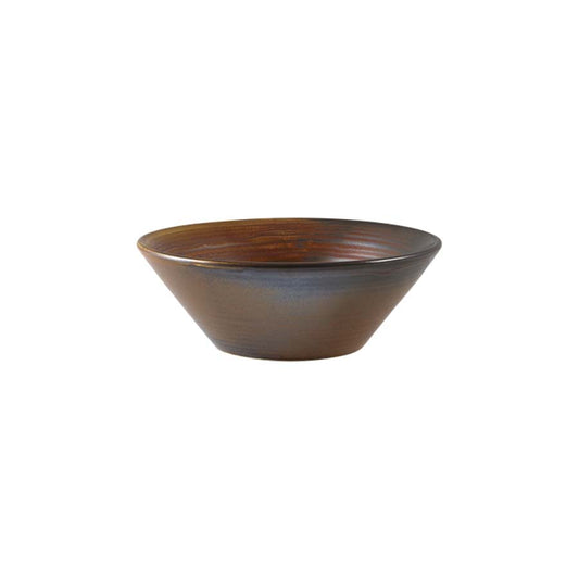 Genware Terra Porcelain Ructic Copper Round Conical Bowl 14x5cm 31cl 10.9oz Pack of 6