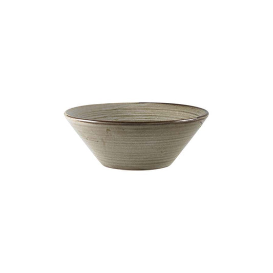 Genware Terra Porcelain Smoke Grey Round Conical Bowl 16x6cm 54.5cl 19.2oz Pack of 6