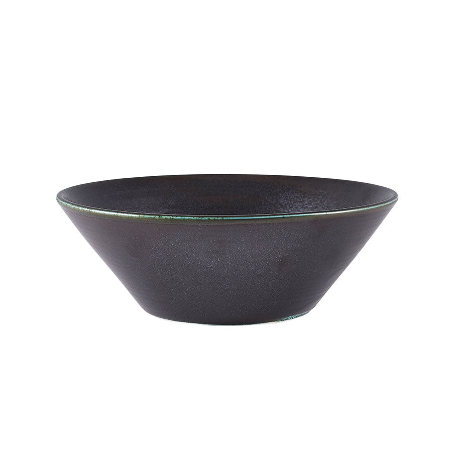 Genware Terra Porcelain Cinder Black Round Conical Bowl 19.5x7cm 96cl 33.8oz Pack of 6