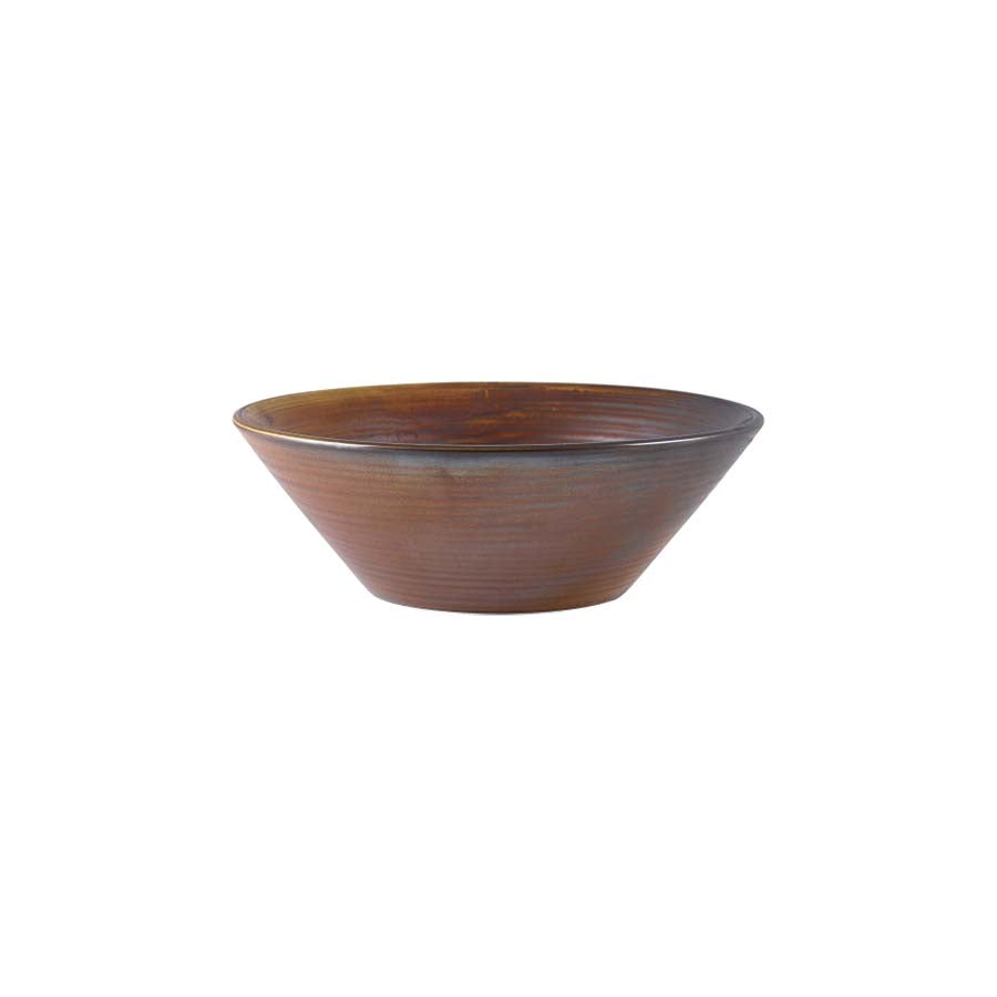 Genware Terra Porcelain Ructic Copper Round Conical Bowl 19.5x7cm 96cl 33.8oz Pack of 6