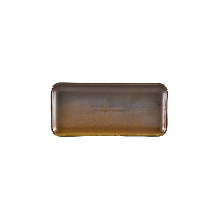 Genware Terra Porcelain Ructic Copper Narrow Rectangular Platter 27x12.5cm Pack of 6