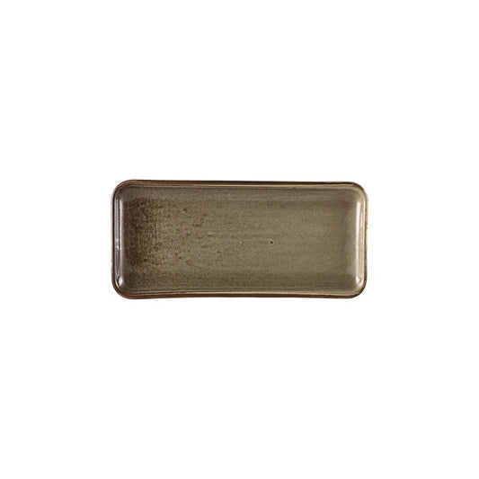 Genware Terra Porcelain Smoke Grey Narrow Rectangular Platter 27x12.5cm Pack of 6