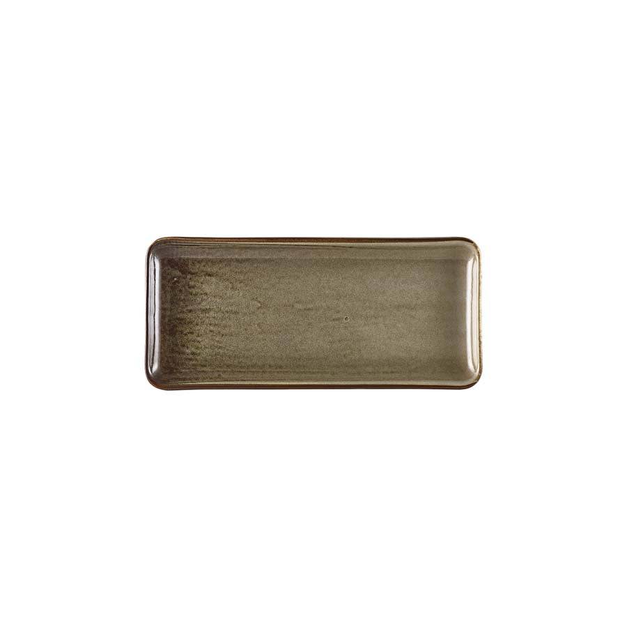 Genware Terra Porcelain Smoke Grey Narrow Rectangular Platter 30x14cm Pack of 6