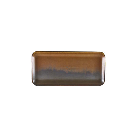 Genware Terra Porcelain Rustic Copper Narrow Rectangular Platter 36x16.5cm Pack of 3