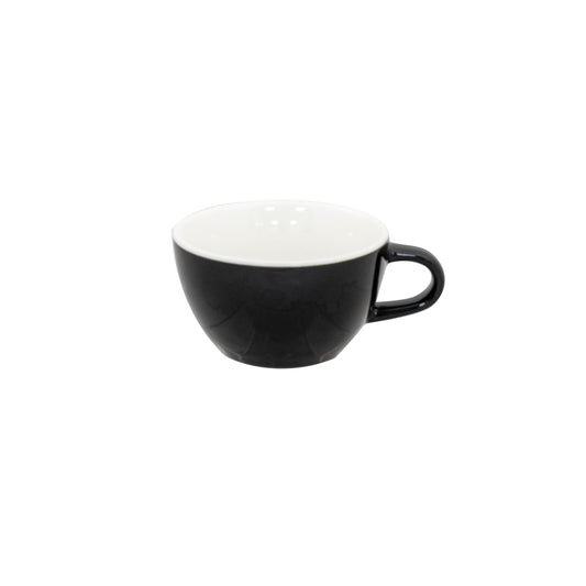 Superwhite Café Porcelain Gloss Black Bowl Shaped Cup 23cl 8oz Pack of 12