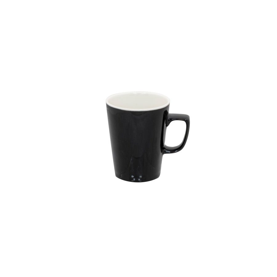 Superwhite Café Porcelain Gloss Black Latte Mug 28.5cl 10oz Pack of 12