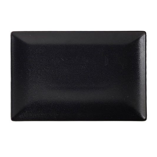 Genware Luna Stoneware Matt Black Rectangular Plate 30x20cm Pack of 6