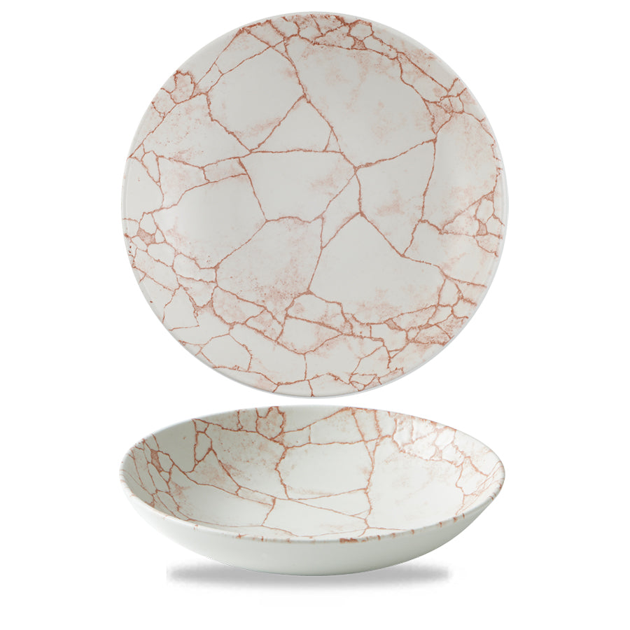 Churchill Studio Prints Kintsugi Vitrified Porcelain Coral Round Coupe Bowl 24.8cm 40oz Pack of 12