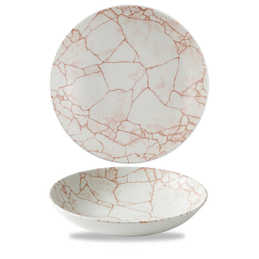 Churchill Studio Prints Kintsugi Vitrified Porcelain Coral Round Coupe Bowl 24.8cm 40oz Pack of 12