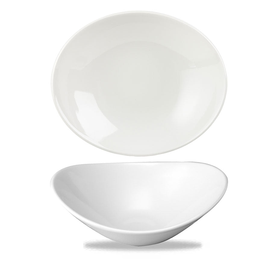 Churchill Orbit Vitrified Porcelain White Oval Coupe Bowl 25.5x21.2cm 59.6cl 21oz Pack of 12